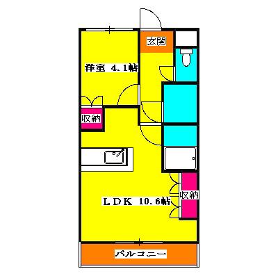 ビー・ハッピー(1LDK/1階)の間取り写真