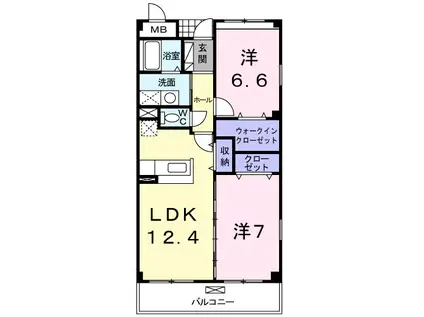 サンウィングスⅠ(2LDK/2階)の間取り写真