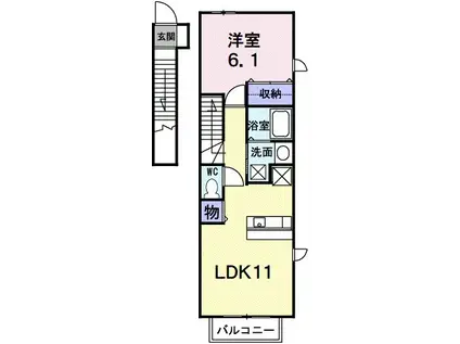 オープン フラワー(1LDK/2階)の間取り写真