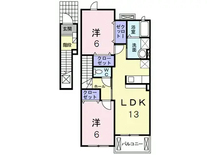プリムローズ A(2LDK/2階)の間取り写真
