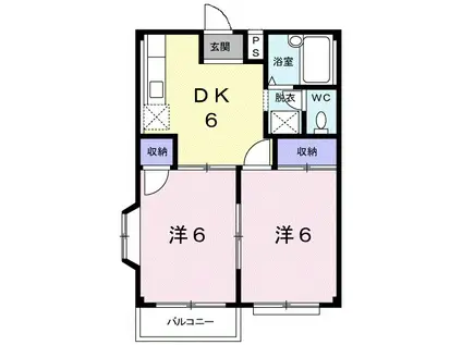 エルディムみなみ1(2DK/2階)の間取り写真