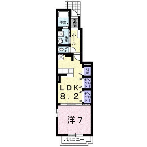プリムローズ谷川A(1LDK/1階)の間取り写真