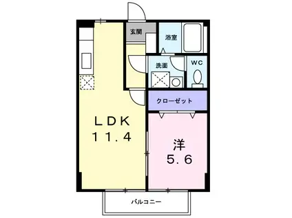 ヴェルチェ(1LDK/1階)の間取り写真