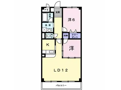 リブェール宝塚(2LDK/1階)の間取り写真