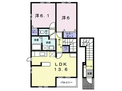 ヴィラパルクⅡ(2LDK/2階)の間取り写真