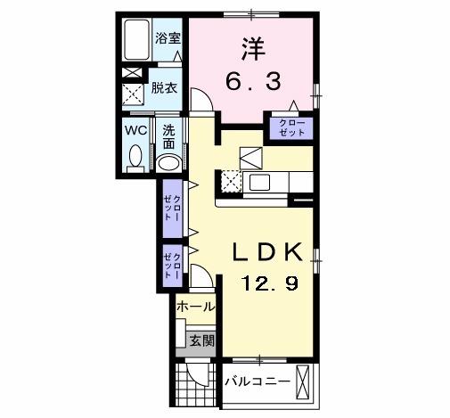 ディア・コートⅡ(1LDK/1階)の間取り写真