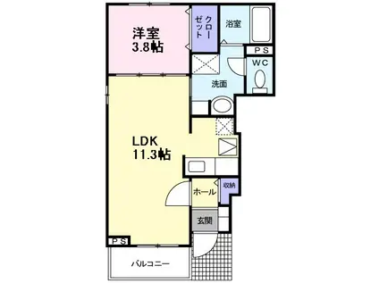 メゾンファミーユ2(1LDK/1階)の間取り写真