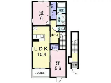 フィオリーレ(2LDK/2階)の間取り写真