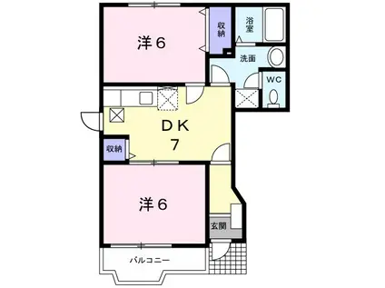 コーポアメニティ(2DK/1階)の間取り写真