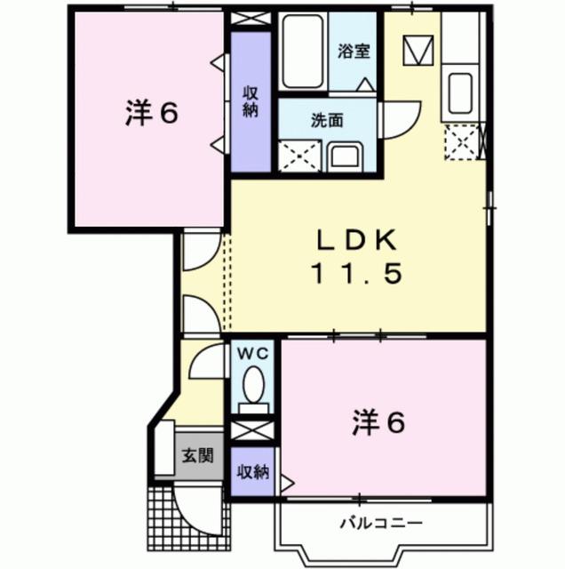 リフレインⅡ(2LDK/1階)の間取り写真