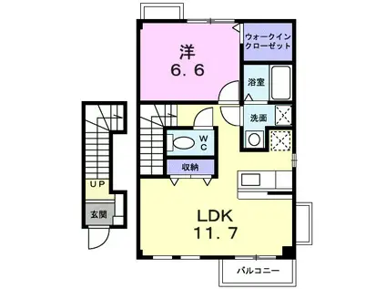 アルカンシエル・MⅡ(1LDK/2階)の間取り写真