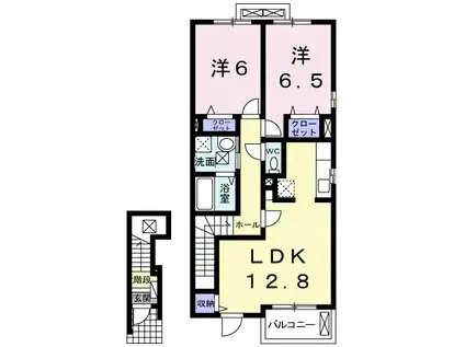 プラティエ(2LDK/2階)の間取り写真