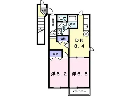 カラバッサ小野A棟(2DK/2階)の間取り写真