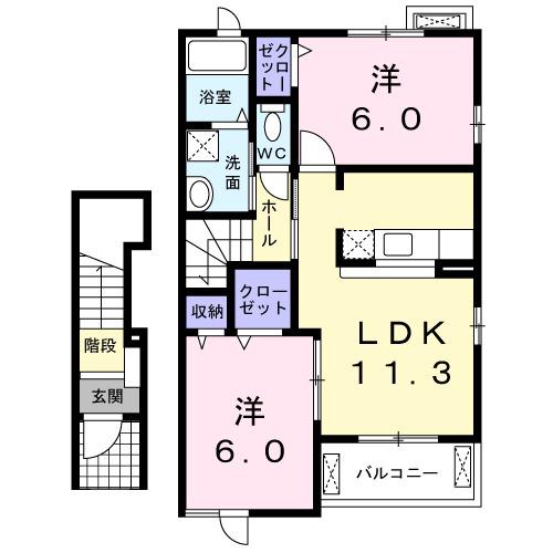 フレアSAKU(2LDK/2階)の間取り写真