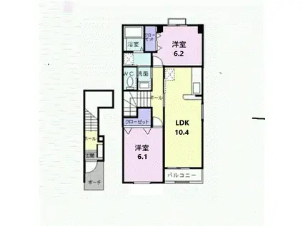 アディYOU(2LDK/2階)の間取り写真