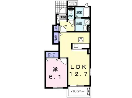 モデッサ24Wハウス郷前(1LDK/1階)の間取り写真