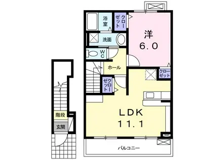 ベリーリーフⅡ(1LDK/2階)の間取り写真