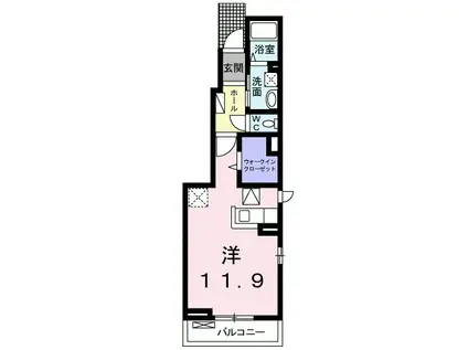 ラ・リマーユⅡ(ワンルーム/1階)の間取り写真