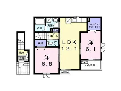 ノース・ヒルⅢ(2LDK/2階)の間取り写真