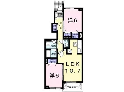 プリムローズⅢ(2LDK/1階)の間取り写真
