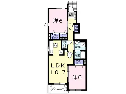 プリムローズⅢ(2LDK/1階)の間取り写真