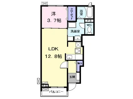 ルミーナ川前(1LDK/1階)の間取り写真