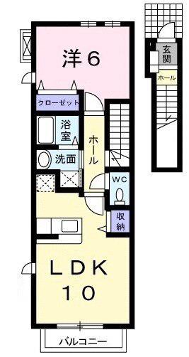 エスポワールⅣ(1LDK/2階)の間取り写真