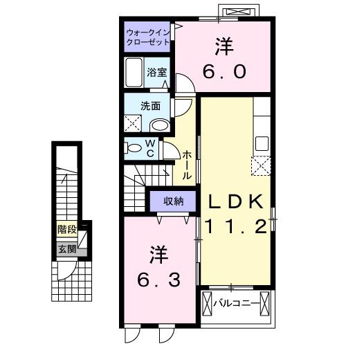 レジデンス サンフラワー(2LDK/2階)の間取り写真