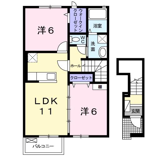 アミーチⅤ(2LDK/2階)の間取り写真