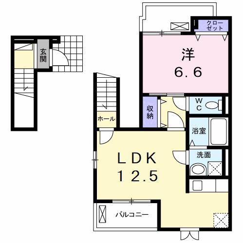 池上台コーポラス Ⅱ(1LDK/2階)の間取り写真