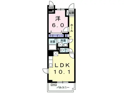 ドミール堤(1LDK/2階)の間取り写真