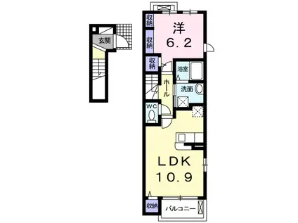 リュミエール M(1LDK/2階)の間取り写真