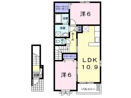 ブリアンベル・ウッドⅠ(2LDK/2階)の間取り写真