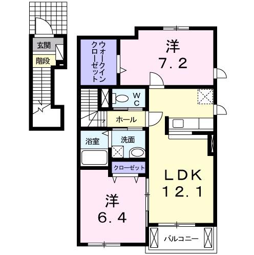 レインボーヒルⅡ(2LDK/2階)の間取り写真
