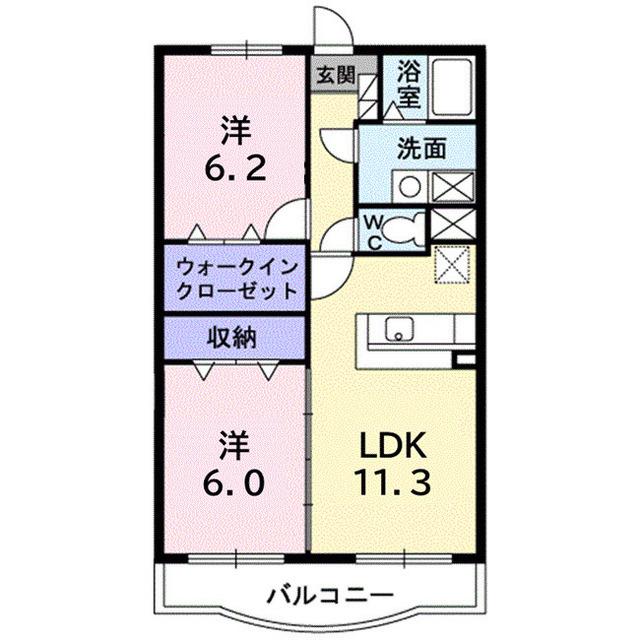リズセンティアB(2LDK/3階)の間取り写真