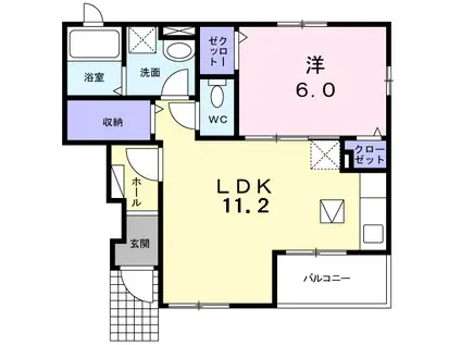 ル・シアンⅠ(1LDK/1階)の間取り写真