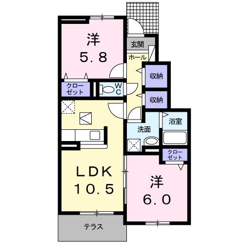 フォレストブリーズMKⅡB(2LDK/1階)の間取り写真