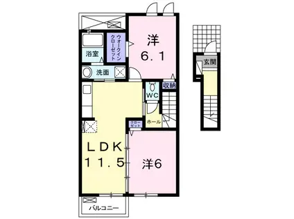 クリオスⅡ(2LDK/2階)の間取り写真