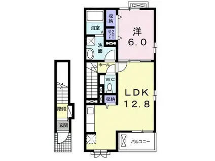 プロスペリティーⅡ(1LDK/2階)の間取り写真