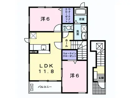 ベルアンジュⅡ(2LDK/2階)の間取り写真