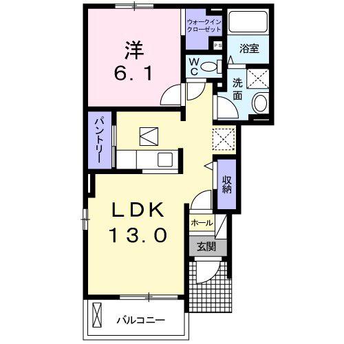アナハイムアベニュー 1(1LDK/1階)の間取り写真