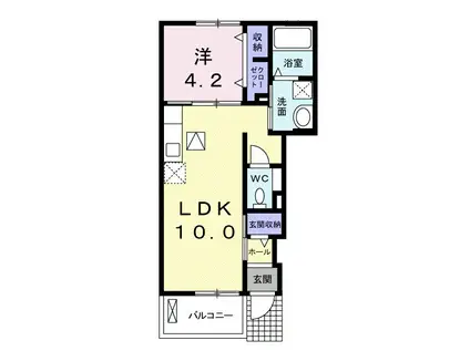フレスクーラⅢ(1LDK/1階)の間取り写真