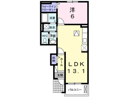 スカイワンⅡ(1LDK/1階)の間取り写真