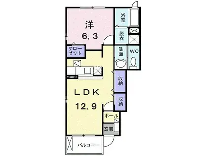 ピアーチェ A(1LDK/1階)の間取り写真