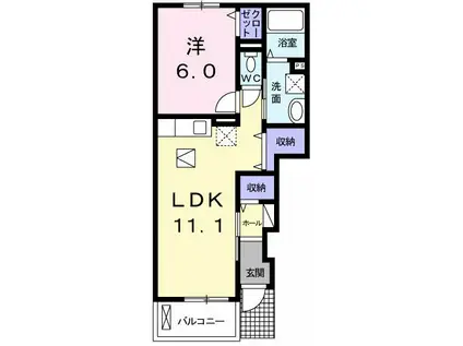 グレイス フォーリストⅡ(1LDK/1階)の間取り写真