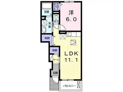 グレイス フォーリスト3(1LDK/1階)の間取り写真