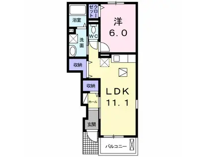 グレイス フォーリスト3(1LDK/1階)の間取り写真