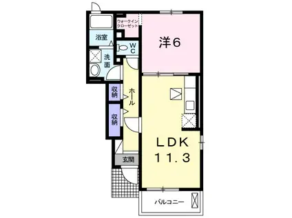 シオンⅡA(1LDK/1階)の間取り写真