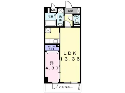 シャン・ド・フルールⅢ(1LDK/1階)の間取り写真