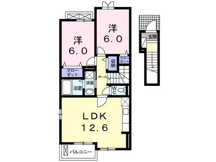 エクセレント1(2LDK/2階)の間取り写真